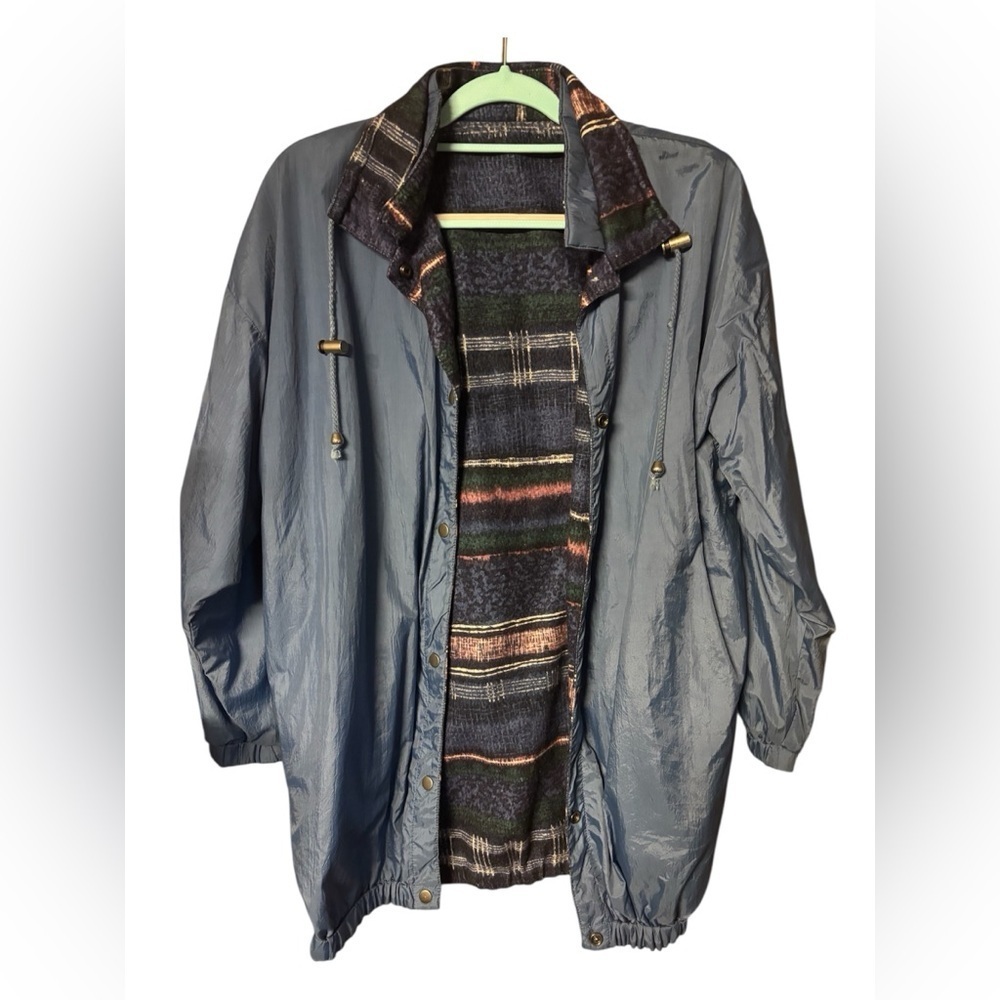 Vintage Westport Reversible Windbreaker | Light Blue & Plaid Striped Jacket
